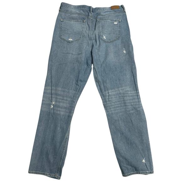 American Eagle Jeans Women’s 14L Mom Jean High Rise Medium Blue Distressed - Picture 2 of 10